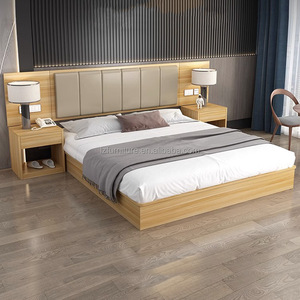 Base de Cama de Plataforma de Madera MDF Resistente con Cabecera Acolchada y Mesitas de Noche Integradas para Juego de Muebles de Dormitorio de Hotel de 3 Estrellas - Product Image 3