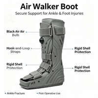 Botte orthopédique Aircast personnalisée, directement de l'usine, avec chambre à air gonflable, coque fine et semelle compensée, pour la récupération des entorses et fractures de la cheville