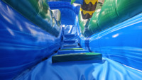Toboggan aquatique gonflable commercial double piste palmier tropical géant en PVC facile à installer pour piscine