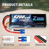 Baterai Lipo ZEEE 2S 50C 5200mAh EC3 untuk Mobil RC Truk 1/8 1/10 Kendaraan RC