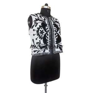 Haut de qualité supérieure pour filles, imprimé floral, style bohème Suzani, broderie à la main, boutonné, manches mi-longues, respirant, col rond, en coton - Product Image 5