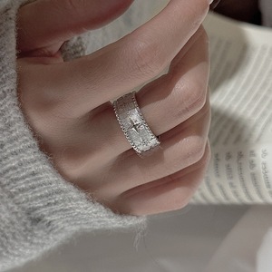 Anillo de Plata de Ley S925 con Diseño de Estrella de Seis Puntas, Simple, Moderno, Vintage, Geométrico, Informal, Abierto, con Nicho - Product Image 2