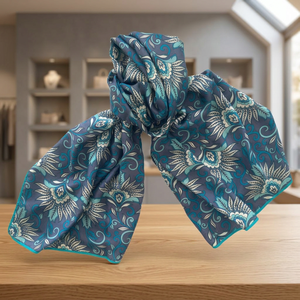 100% Silk Women's Scarf Vintage Geometric Digital Printed Long Luxury Spring Fashion Elegant Artistic Wrap Soft <b>Shawl</b> - Product Image 3