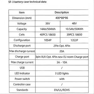 Batterie de vélo électrique au lithium Reention Silverfish SF-3 36V 48V pour tube diagonal 18650 14Ah 500W, pack lithium pour vélo électrique 400*88*86mm - Product Image 3