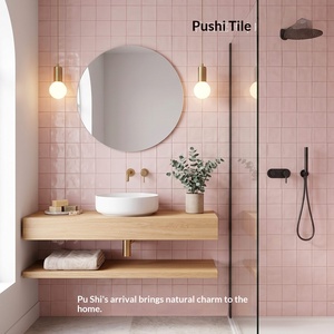Azulejos Cuadrados Pequeños de Porcelana de Estilo Bauhaus Minimalista Moderno, Color Sólido Mate, 100x100mm, 9mm de Grosor, para Interiores; Azulejos Modernos para Cafeterías - Product Image 3