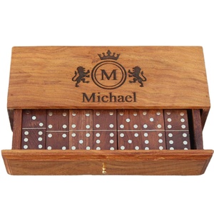 Personalizzare Domino scatola di legno doppio sei domino set per adulti regalo di famiglia per il compleanno di natale festa del papà - Product Image 1