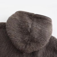 Sweat à capuche zippé en mohair pour hommes personnalisé tricots à manches longues floues hiver pull cardigan tricoté hommes broderie fermeture éclair à capuche
