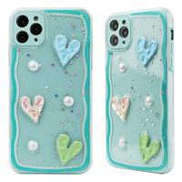 Offres Spéciales forros para celular Silicone PC fundas pour iphone coque de téléphone de luxe coeur perle décoration carcasas proitector