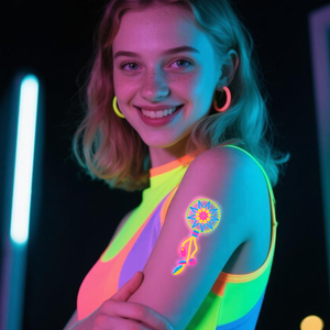Adesivi per Tatuaggi Temporanei GP Super Luminosi e Riutilizzabili, Fluorescenti UV al Buio, Adesivi per Viso e Corpo in PVC per Decorazioni per Feste - Product Image 2