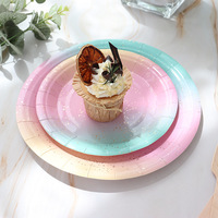 Vaisselle de fête assiette en papier jetable tasse dorée assiette décorative arc-en-ciel pour anniversaire fête de mariage fournitures de décoration