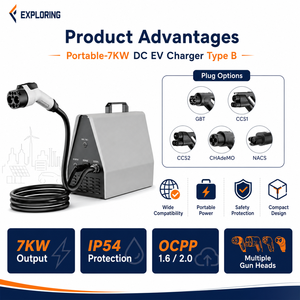 Nouvelle station de charge rapide mobile intelligente pour véhicules électriques 7 kW DC de type B, avec indice de protection IP54 et garantie de 12 mois - Product Image 2
