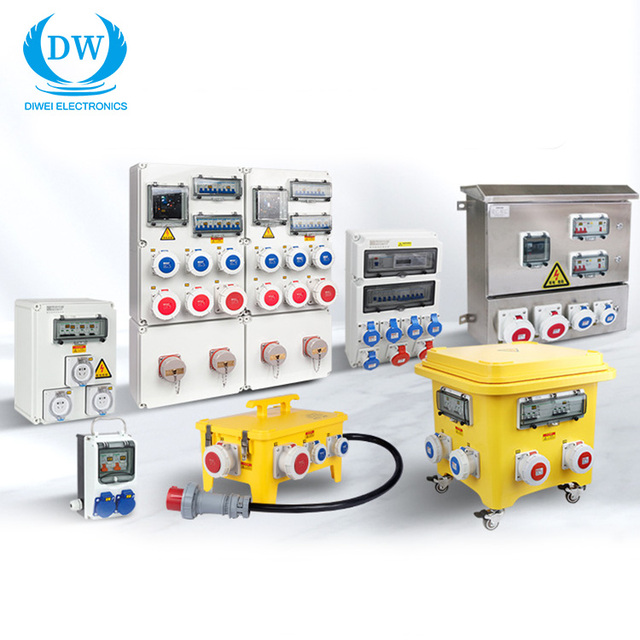 Custom Outdoor IP67 Waterproof Portable Switch Box 32A Factory Socket Distribution Box Wall Mounted Workshop Power Supply Unit