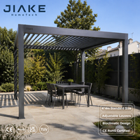 Pergola en aluminium Jiake 4x4m avec toit à lamelles réglables pour jardin, gazebo bioclimatique CE RoHS