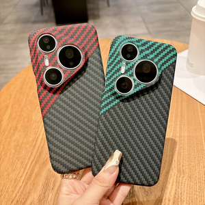 Coque arrière en fibre de carbone à motif quadrillé PC rigide pour <span class=keywords><strong>Huawei</strong></span> P80 PRO ULTRA P70 060 P50 P40 NOVA 14 13 MATE 70RS Len Camer Case Cover - Product Image 1