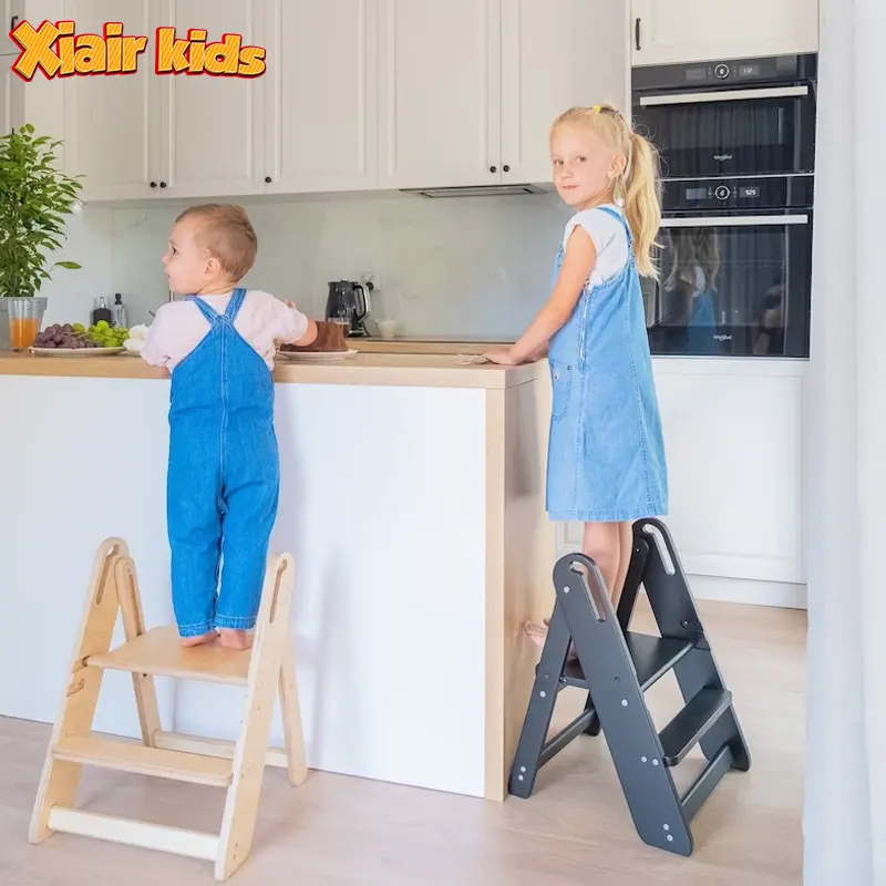 Xiair tabouret de marche en bois pour enfants, hauteur réglable, outils de marche Convertible, tabouret d'apprentissage créatif Transformable