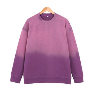 Sweat-shirt ras du cou 400 GSM tricoté coupe classique couleur unie teinture dégradée pour homme, pull streetwear automne respirant à col rond - Product Image 5