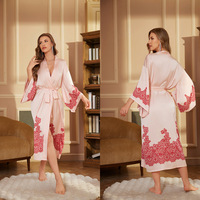 Collection de pyjamas en satin pour femmes Robes à manches longues Peignoirs Robes de chambre de style européen américain