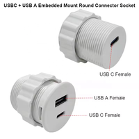 Chargeur USB rond miniature de 30 mm, Smart PD20W, pour canapé, avec USBA+USB-C / Prise de charge USB intégrée pour canapé, bureau, meubles
