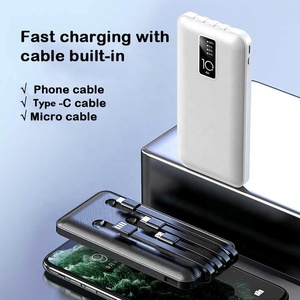 Factory Price OEM Logo Portable Charger <strong>Built</strong> <strong>in</strong> Cable Power Bank 10000Mah 4 <strong>in</strong> 1 Powerbank 10000 Mah <strong>Station</strong> for Outdoor - Product Image 2