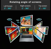 Rey de la Eficiencia: Monitor Portátil Cuádruple de 14 Pulgadas para Laptop, Extensor de 3 Pantallas con un Solo Cable, Pantalla IPS de 1200P para Programación y Trading