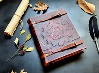 Pentagramme en cuir ancien vierge et Phases de lune