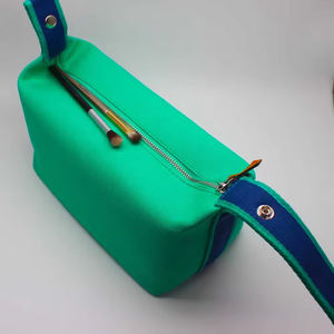 Custom Logo Canvas Luxury Makeup Bag Soft Zipper Cosmetic <b>Pouch</b> Elegant Toiletry Organizer for Women Skincare <b>Travel</b> Use - Product Image 5