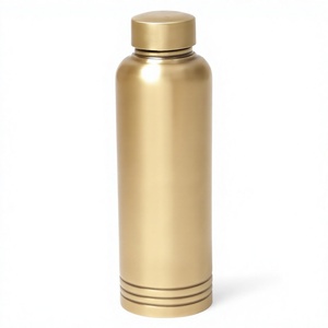 Botella de Agua de Cobre con Acabado Dorado Mate, Diseño Moderno, Cuerpo Liso, Base Acanalada, a Prueba de Fugas, Botella Ayurvédica para la Salud - Product Image 3