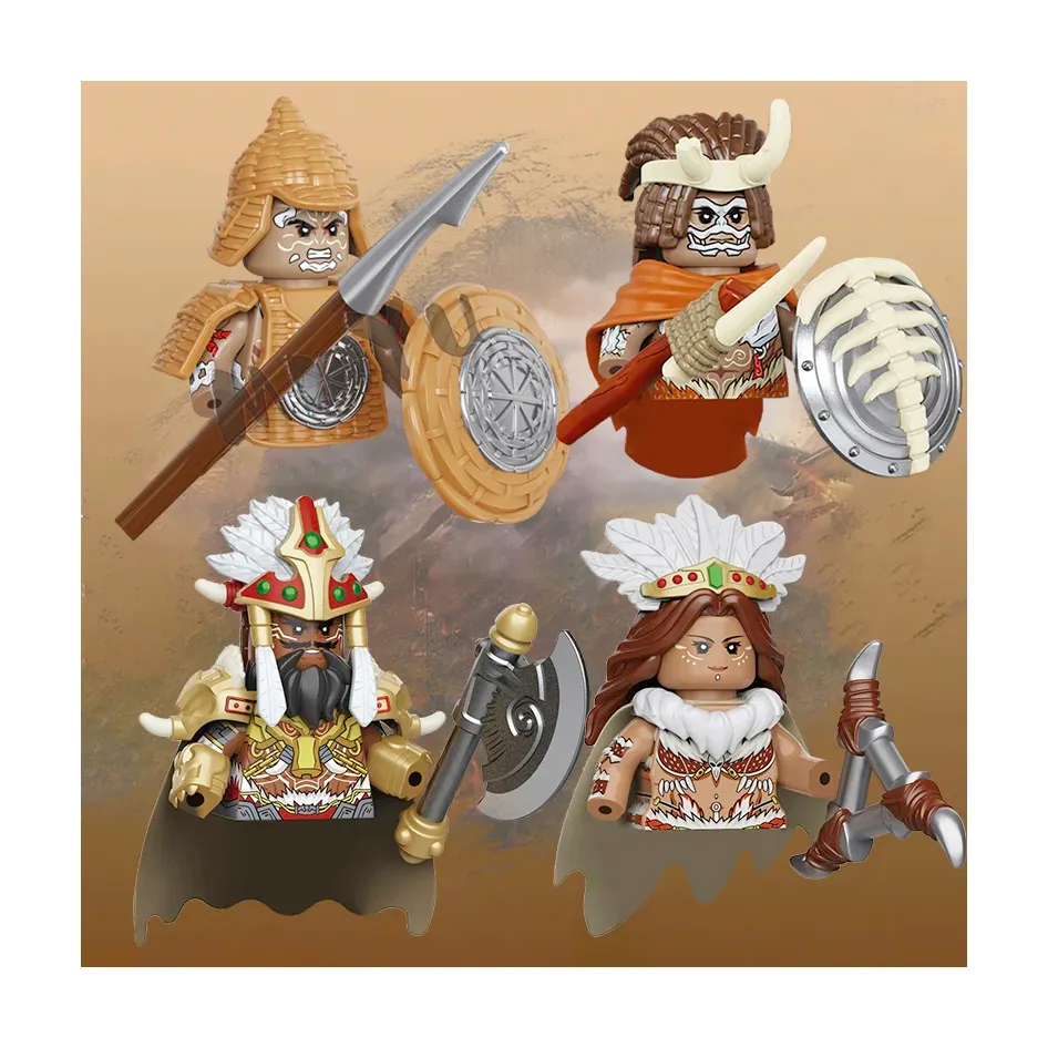 New Hero Barbarian King Three Kingdoms Mediaeval Times Nanman Soldier Mini MOC Figures Building Blocks Bricks Toy Gift for Kids