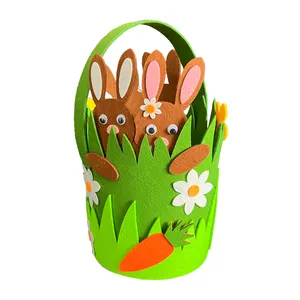 Yeni paskalya Tote sepet Bunny yumurta civciv şeker çanta DIY yaratıcı keçe Tote çanta paskalya sepetleri çocuklar erkek kız hediyeler için
