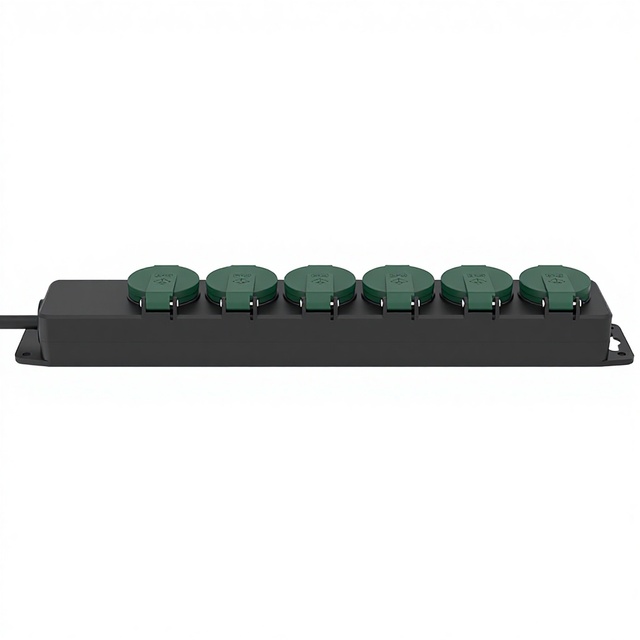 Pheiyon GS0424 1.4m 6-Outlet IP44 Waterproof PP Material EU Schuko Extension Socket 16A 250V for Outdoor Use