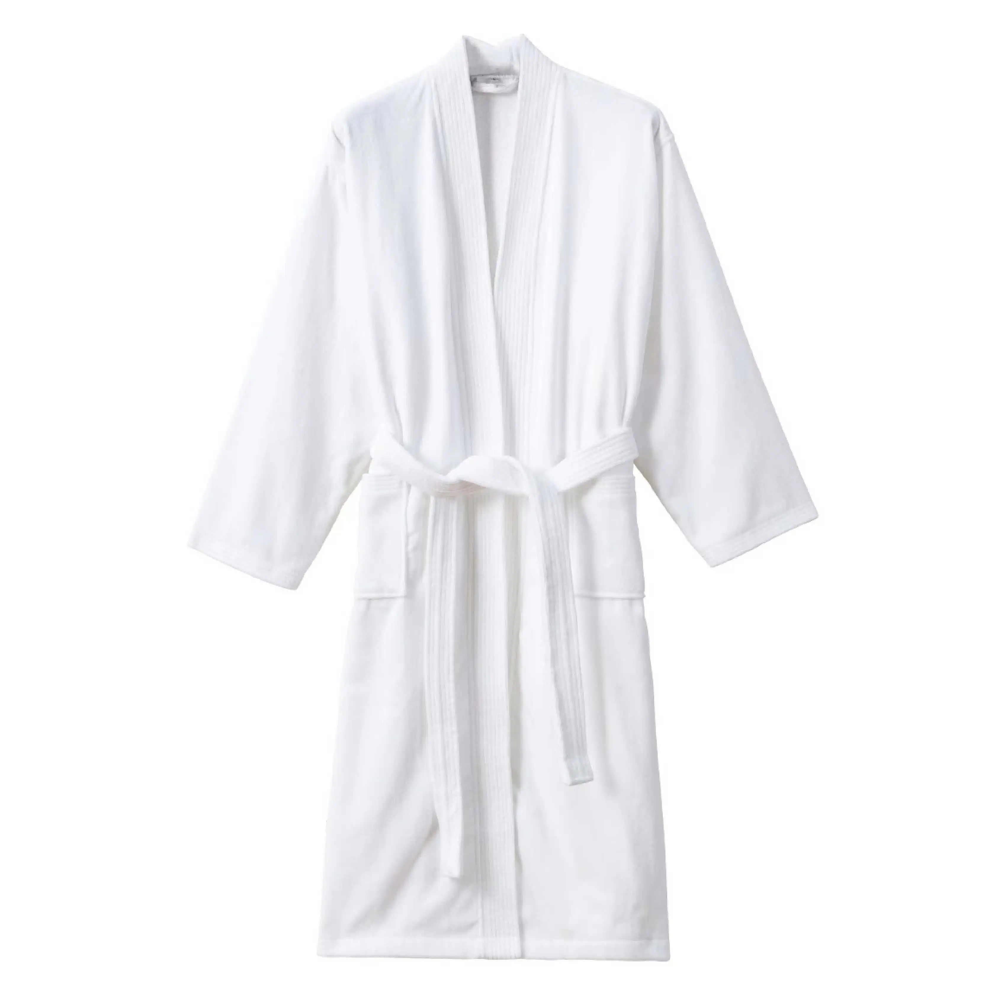 Professional Unisex Cotton Bathrobe Velour Spa Gown for Couples 100% Cotton Body Robe Towel Pajamas for Hotel wholesale bathrobe