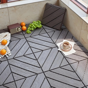Dalles de sol extérieures en plastique PP à emboîtement, couleur café, motif diagonale gaufrée, 30*30cm, pour terrasse - Product Image 3