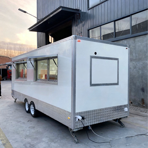 รถพ่วงขายอาหารเคลื่อนที่สีขาว สแตนเลส สำหรับอาหารจานด่วน กว้างขวาง ระดับมืออาชีพ ครัวเคลื่อนที่ อาหารหลากหลาย - Product Image 2