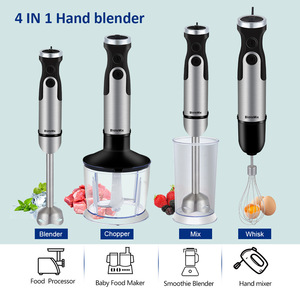 Elektrischer Edelstahl-Stabmixer mit Doppel-Mixklinge 6-Gang Entsafter Zerkleinerer Fleischwolf Homogenisator Kunststoffbehälter - Product Image 2