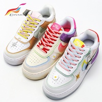 Lacets de chaussures colorés en forme de macarons arc-en-ciel à double couleur, lacets plats tendance pour chaussures de sport AF1/AJ1