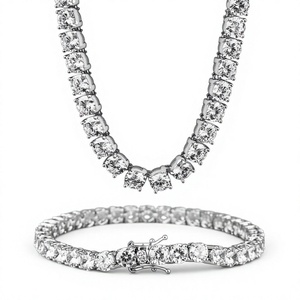 Fine Jewelry Hip Hop 925 Sterling Silver <b>White</b> <b>Gold</b> VVS Moissanite Diamond Tennis Chain <b>Bracelet</b> Necklace for <b>Men</b> Women - Product Image 1