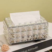 Vente en gros Boîte de rangement de maquillage en cristal de luxe Boîte à mouchoirs Logo personnalisé Papier hygiénique de bureau brosse de lifting or/argent français