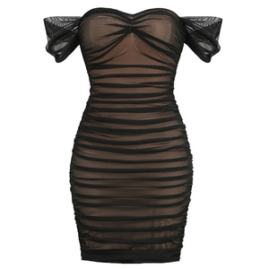 Nouvelle robe de soirée sexy sans bretelles pour femmes, robe courte plissée ajustée pour l'été - Product Image 5