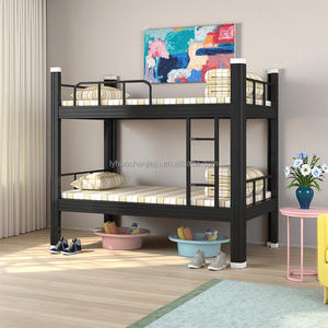 Cama Literas Doble Moderna Blanca de Metal con Escaleras para Hoteles y Escuelas, Cama Literas Doble Tamaño King de 4 Camas - Product Image 1