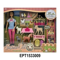 EPT Set de Muñeca Articulada de Moda de 11.5 Pulgadas con Caballo de Juguete y Accesorios de Rancho, Set de Juego Ecuestre Posable de 11 Articulaciones para Niñas