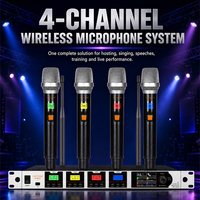 Système de microphone dynamique sans fil UHF professionnel CHXYKOM IU-4017-02, récepteur numérique 4 canaux, microphones à réduction de bruit