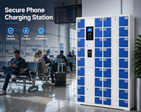 Estación de Carga para Teléfonos Inteligentes 2026, Casillero de Carga Rápida de 40 Puertas con Código PIN, Diseño Impermeable para Gimnasios, Restaurantes y Salas de Espera