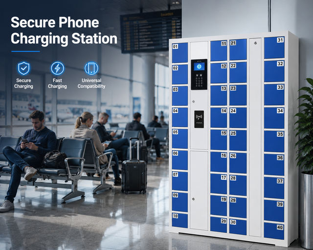 2026 Smart Phone Charging Station 40-Door Fast Charging Locker PIN Code Assembled Waterproof Design for Gym Restaurant Waiting