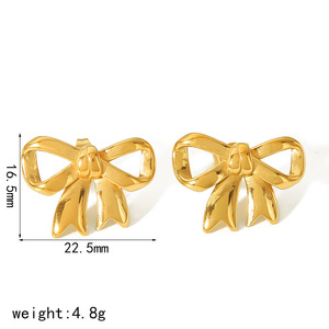 Boucles d'oreilles et bagues en acier inoxydable plaqué or 18 carats, bijoux simples et polyvalents pour femmes - Product Image 5