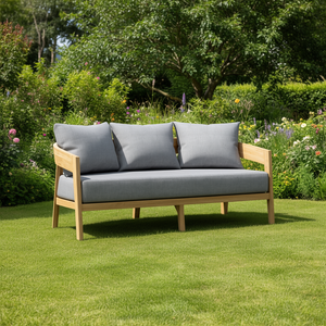 Canapé de jardin Toscana trois places, mobilier d'extérieur en bois, design scandinave, coussin durable - Product Image 2