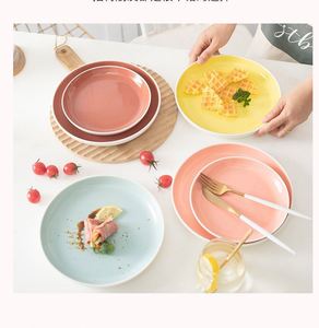 Platos de Cerámica Nórdicos de 9 Pulgadas, con Esmalte Brillante de Colores Mezclados, Platos Occidentales para Bistec y Ensalada, para Uso Doméstico - Product Image 3
