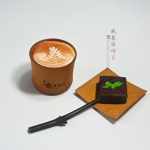 Bamboo Coffee Cup <b>Set</b> With Spoon And Plate Natural Or Carbonized For <b>Tea</b> And Coffee Serving - Product Image 4