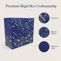 Boîte Cadeau Rigide de Luxe en Papier Bleu Marine avec Étoile Dorée, Fermeture Magnétique Double Porte, Emballage Cosmétique et Bijoux, OEM ODM Vente en Gros