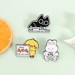 Broches en émail Meowtivation Not Found, motif animal, erreur 404, mignon, dessin animé, chat, canard, lapin, vente en gros - Product Image 2