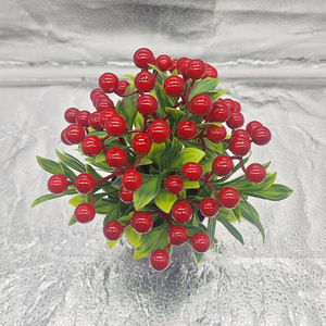 Plante artificielle en pot, fruit porte-bonheur, avec baies rouges et feuilles vertes, 22 pouces de hauteur, pour bureau ou vitrine. - Product Image 1
